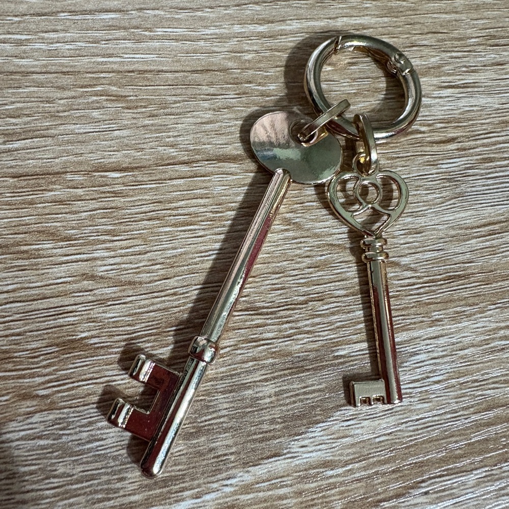 Elegant Gold Key Shaped Bag Charm/Keychain Set